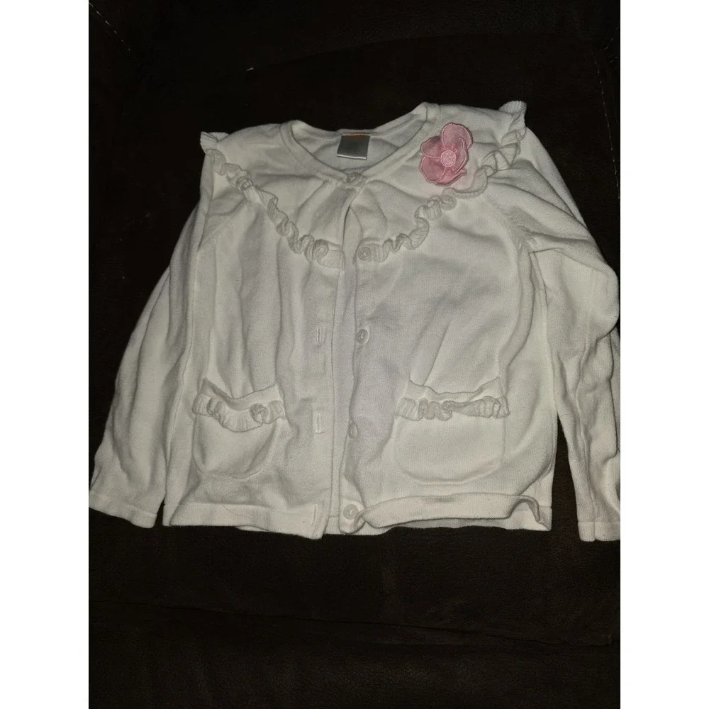 Gymboree fairy garden white floral Easter sweater side 4t